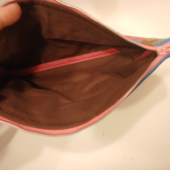 New Western theme Faux leather Clutch Wristlet Teal Pink wallet envelope bag - Picture 7 of 7